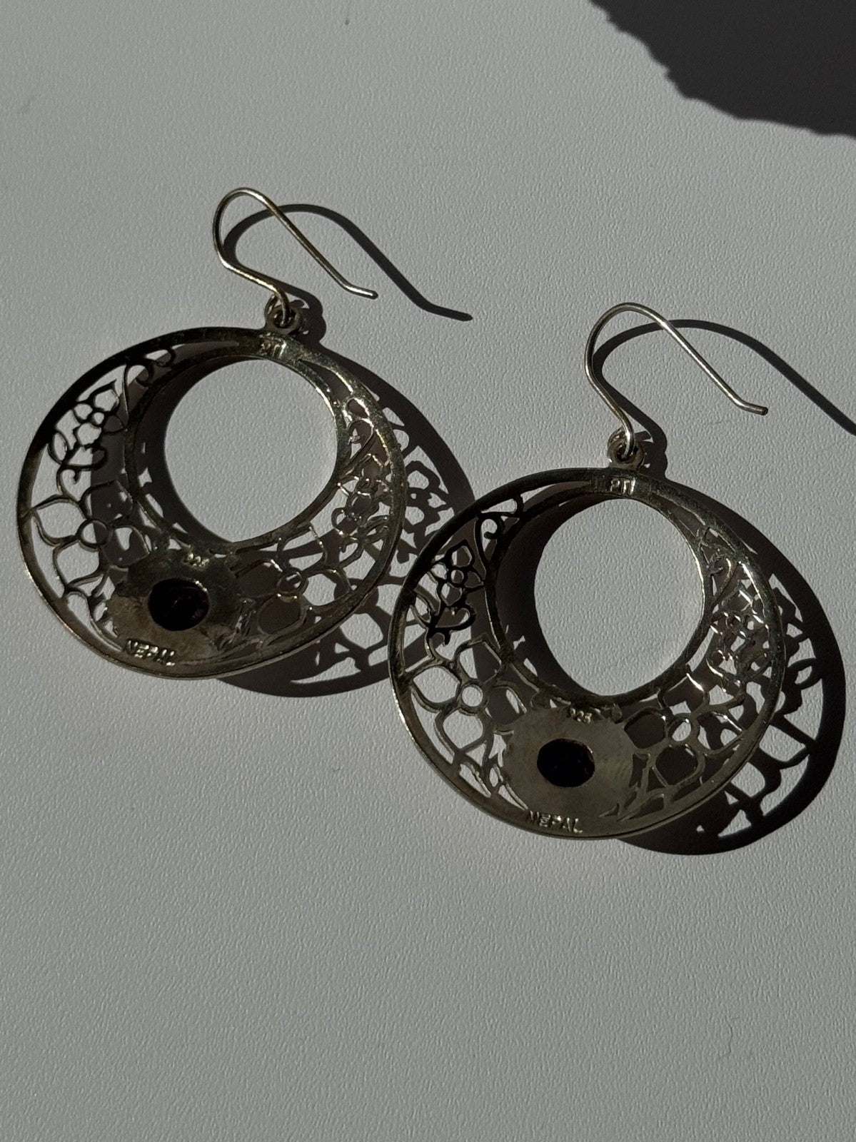 925 Sterling Silver Amethyst Earrings Length 2.10 Inch