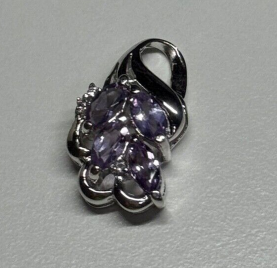 925 Sterling Silver Tanzanite & Diamond Pendant