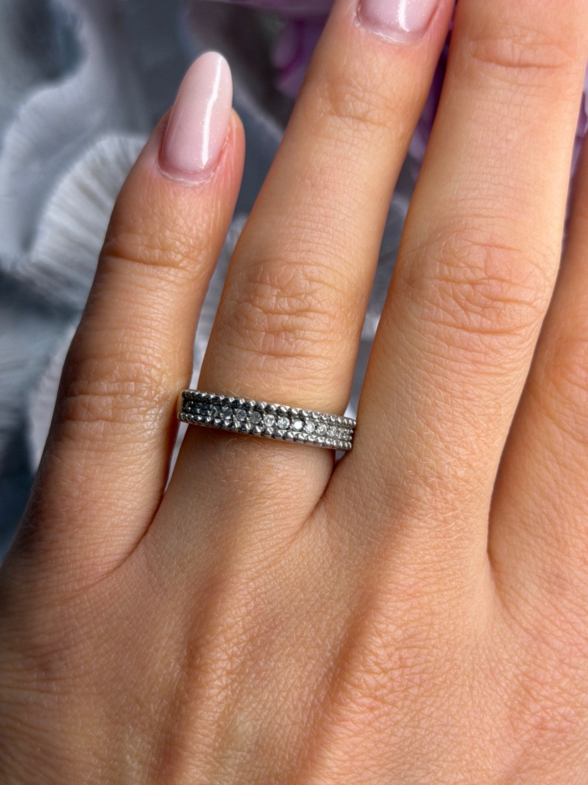 925 Sterling Silver White Spinel Ring Size 7