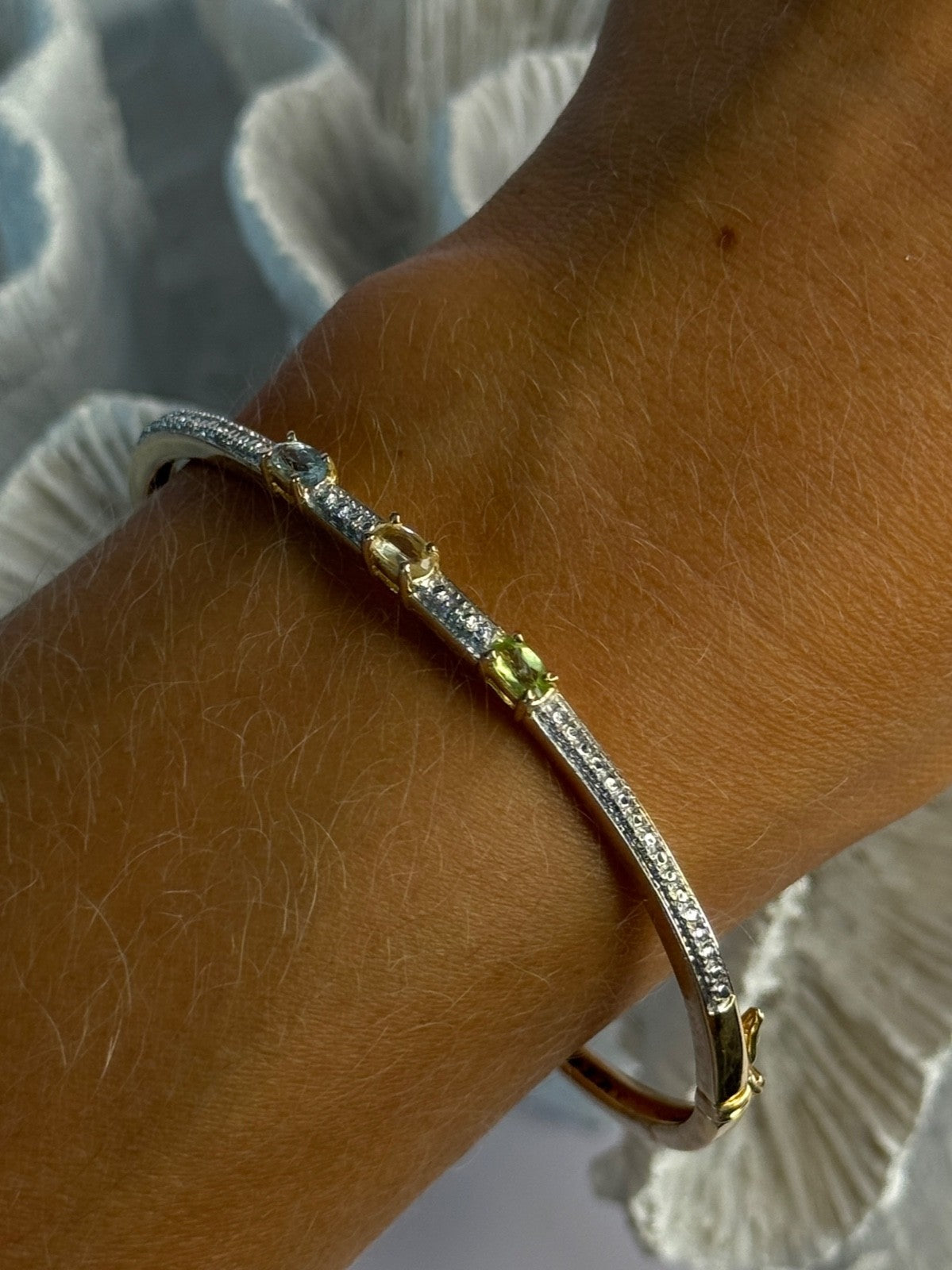925 Sterling Silver Gold Plated Topaz Citrine Peridot Bracelet