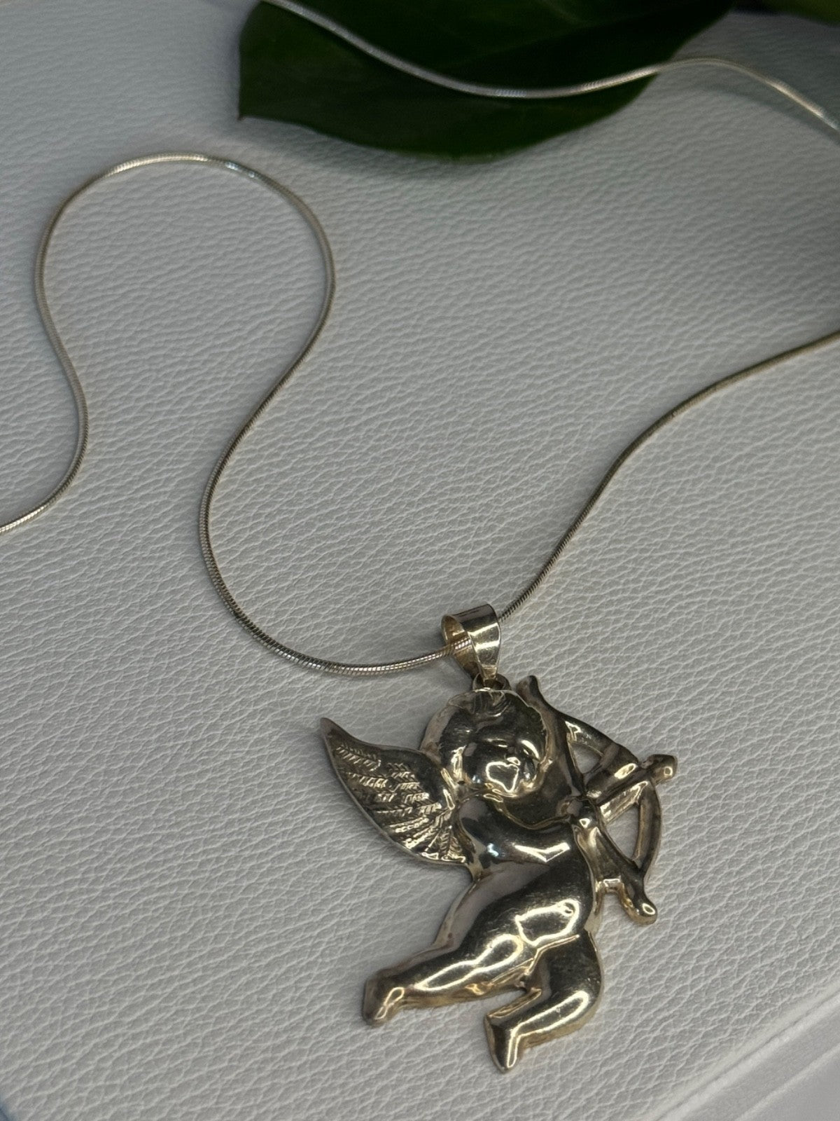 925 Sterling Silver Cupid Necklace Length 24 in