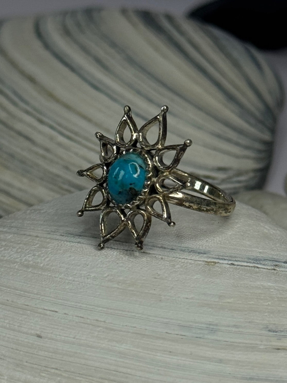 925 Sterling Silver Turquoise Ring Size 8