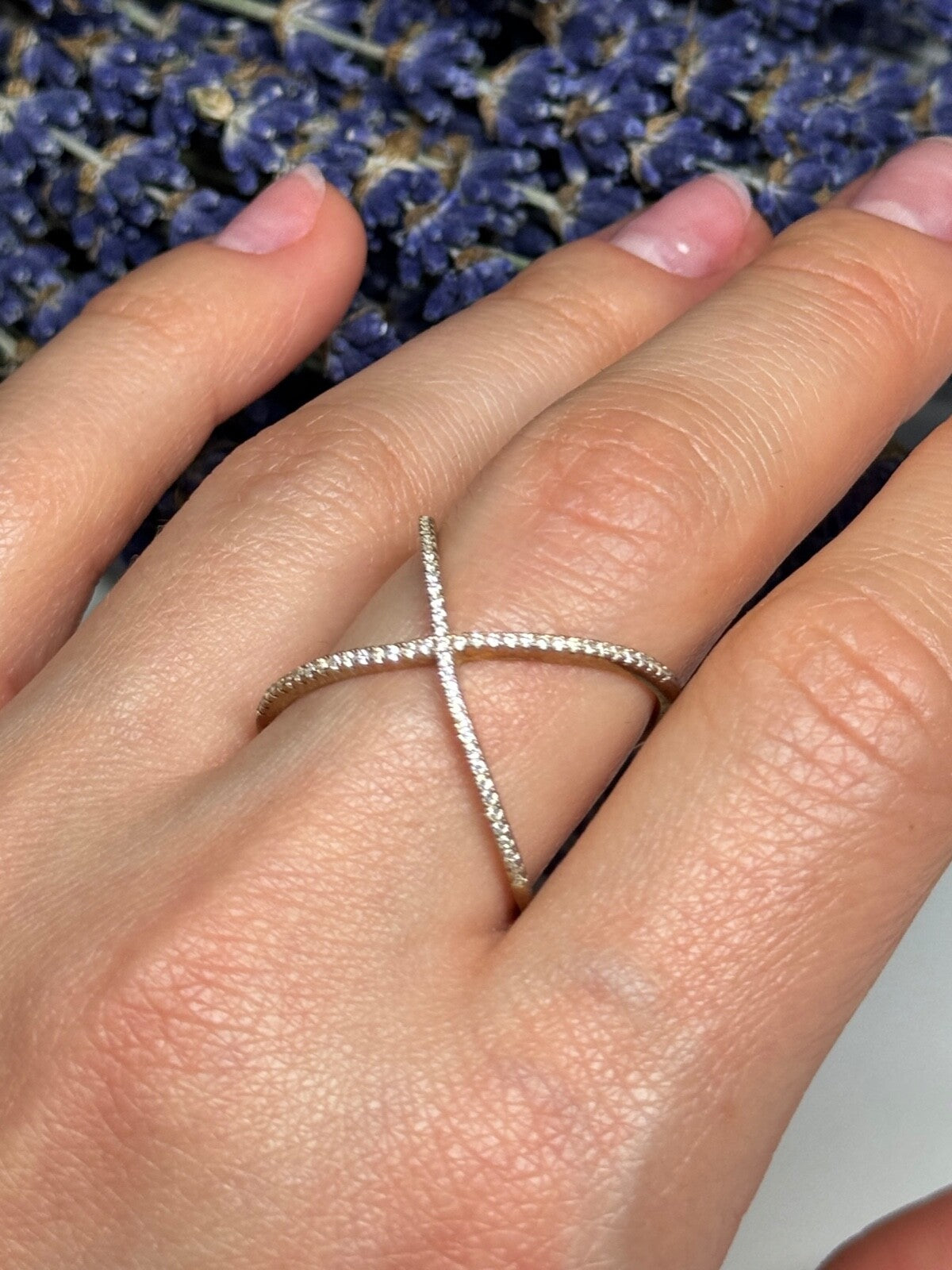 925 Sterling Silver Gold Plated CZ Ring Size 8