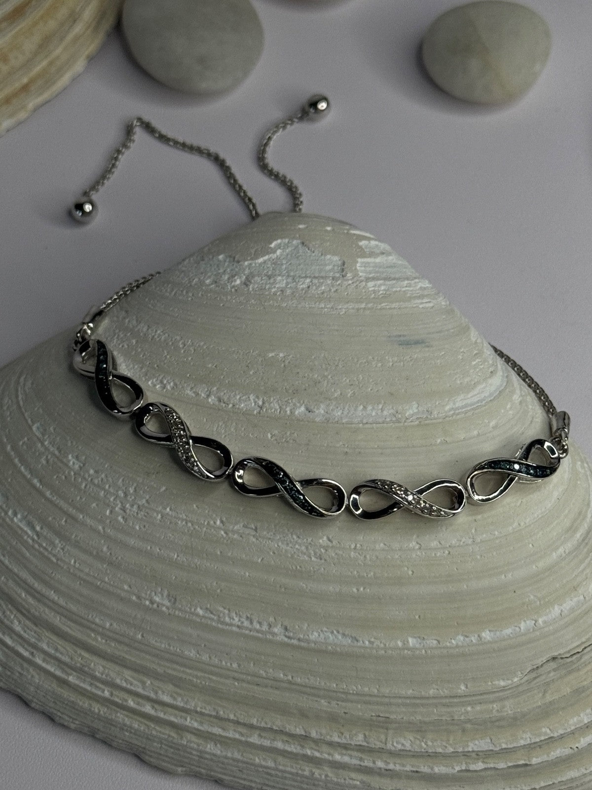 925 Sterling Silver Beryl & Spinel Bracelet Sizable