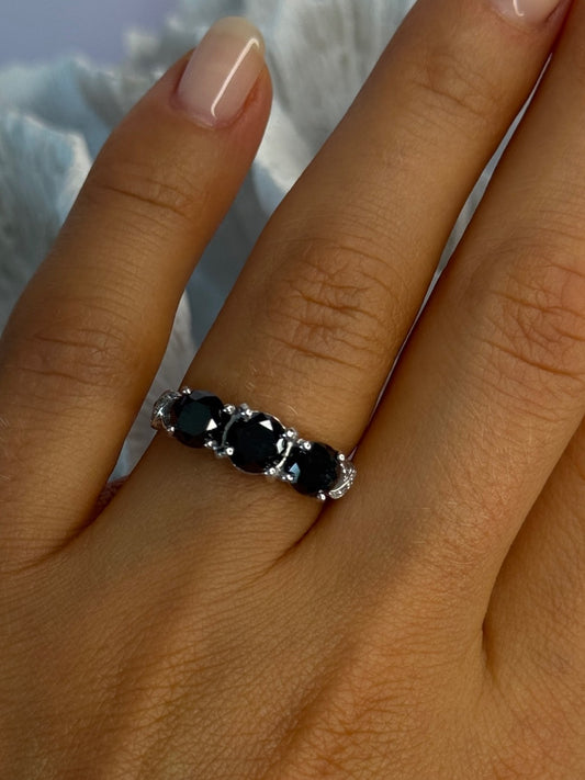 10K White Gold Sapphire & Diamond Ring Size 7.5