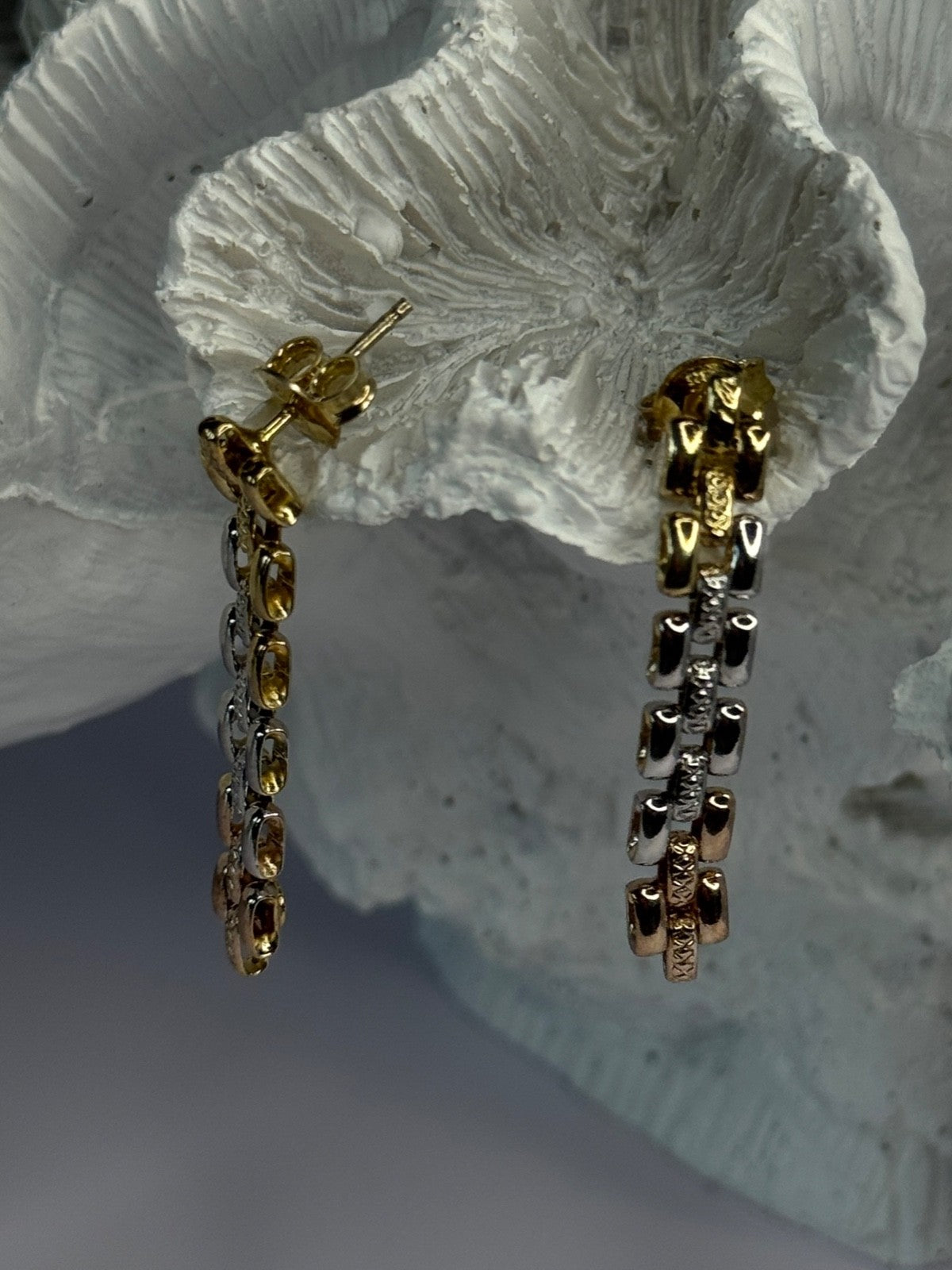 Italy Milor 925 Sterling Silver Gold Plated Earrings Length 1.40 Inch