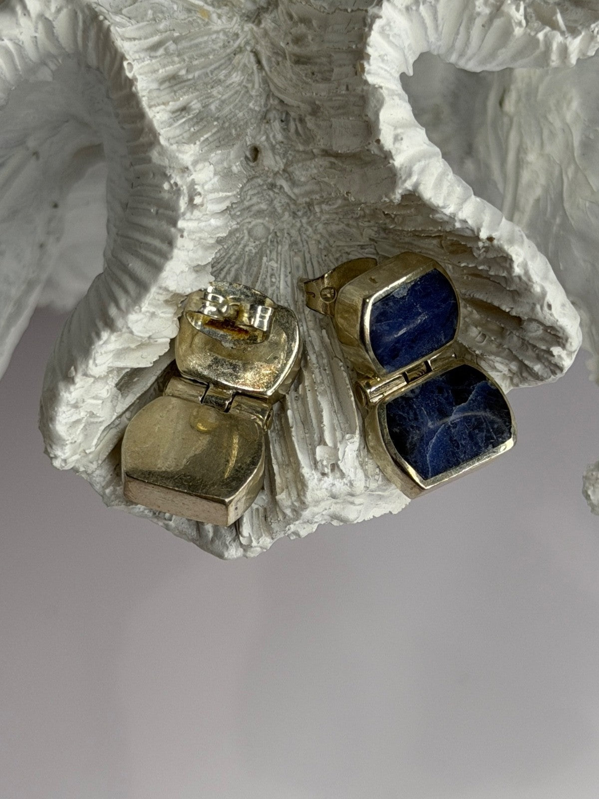 Vintage 950 Sterling Silver Sodalite Earrings