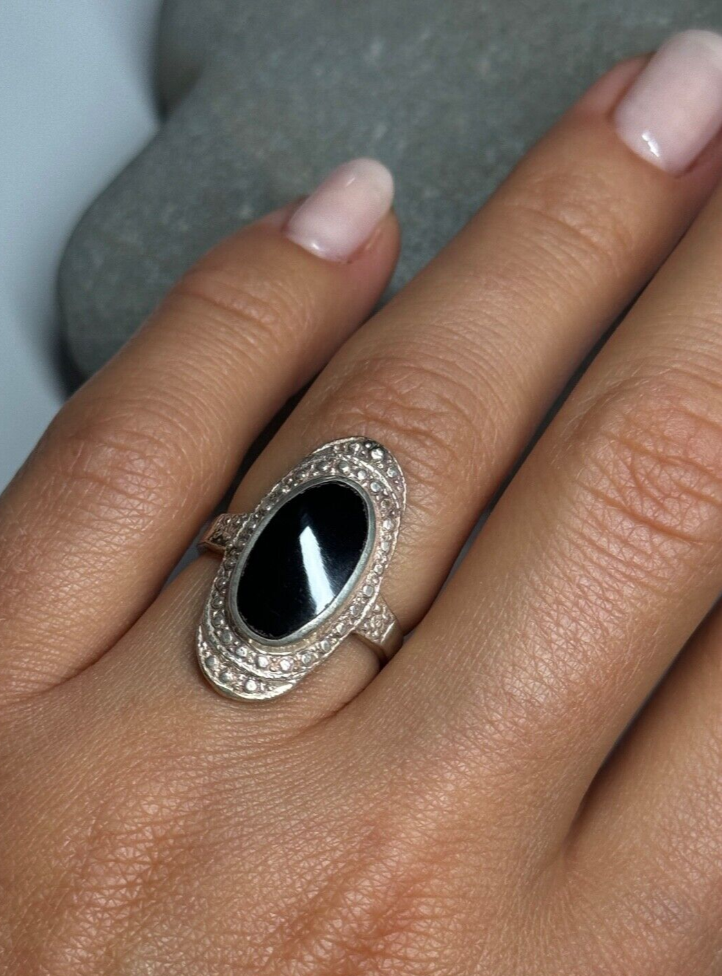 925 Sterling Silver Onyx Ring Size 5.5