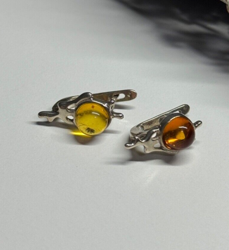 925 STERLING SILVER  AMBER EARRINGS