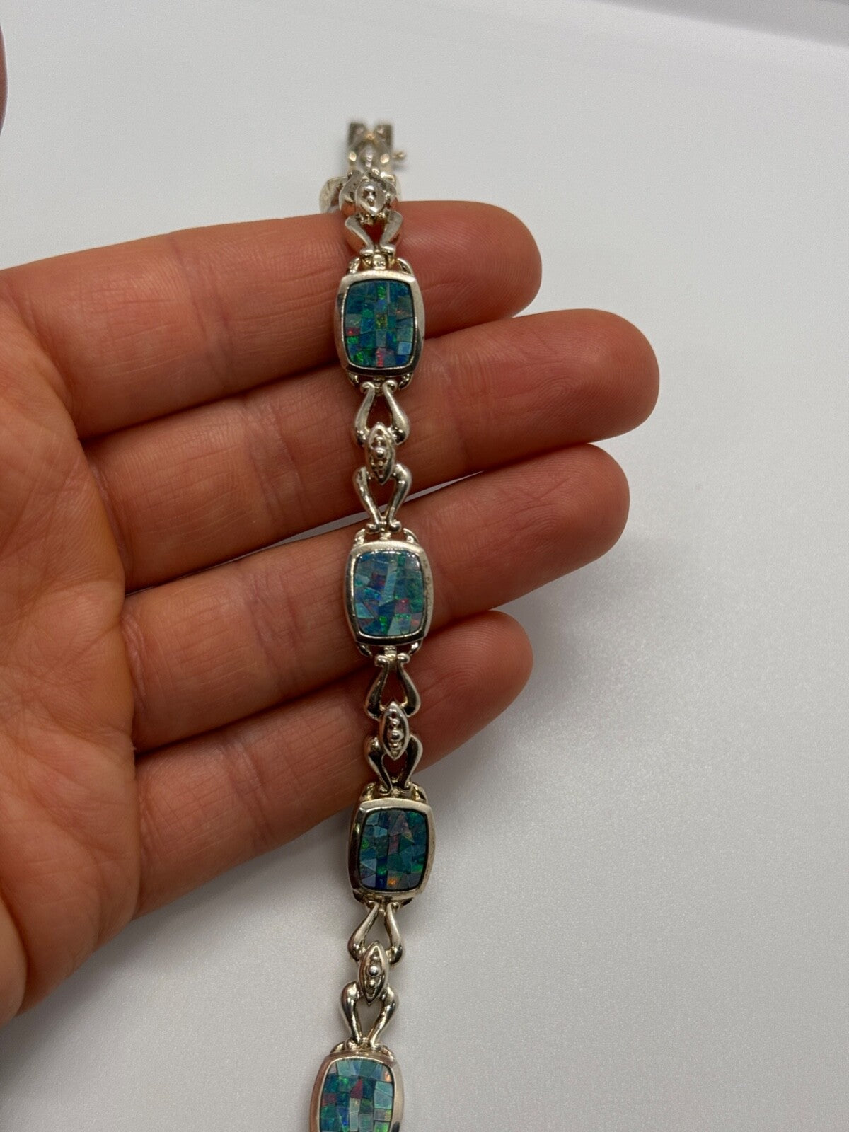 925 Sterling Silver Opal Bracelet