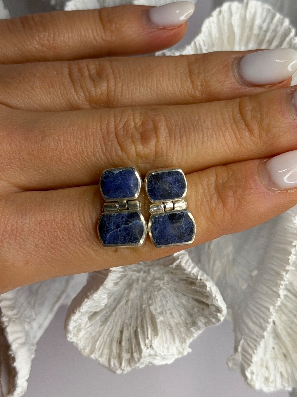 Vintage 950 Sterling Silver Sodalite Earrings