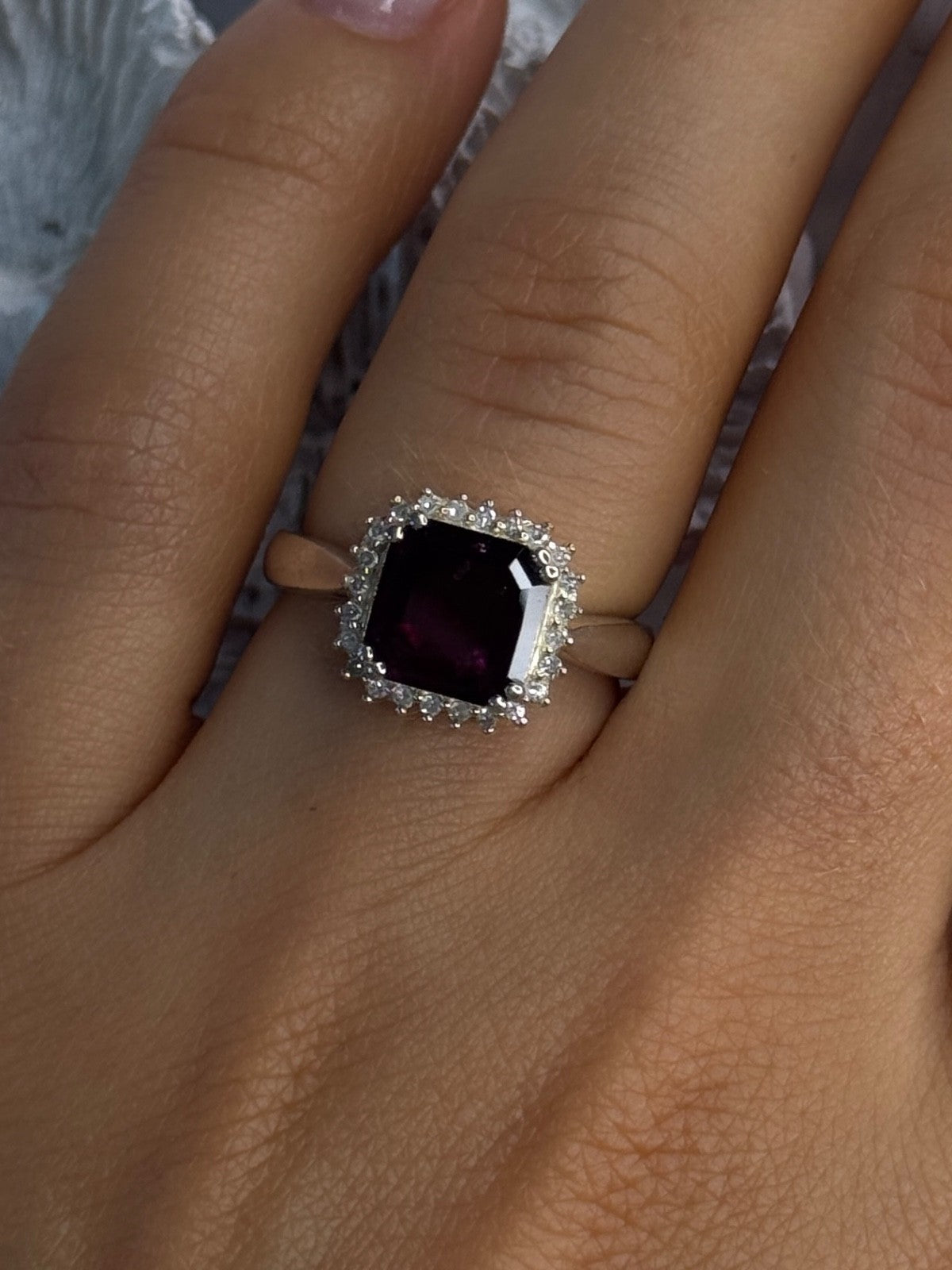 925 Sterling Silver Almandine & Beryl Ring Size 7
