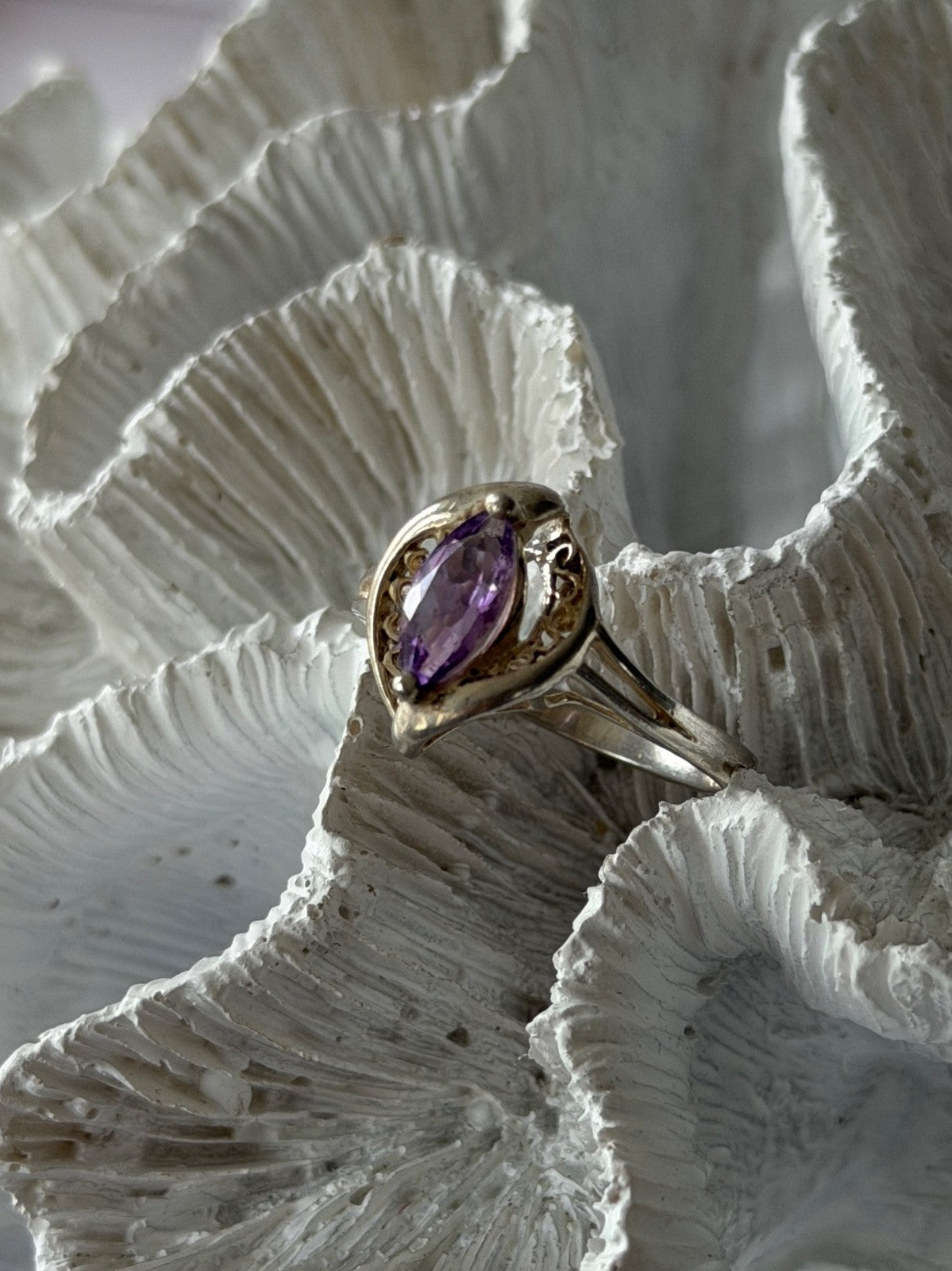 Avon 925 Sterling Silver Amethyst Ring Size 10
