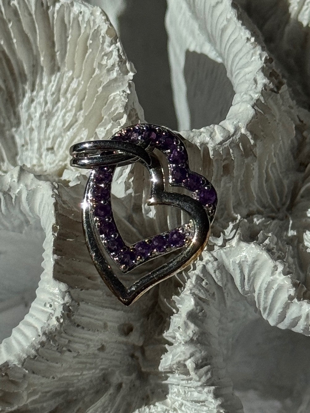 925 Sterling Silver Amethyst Heart Pendant