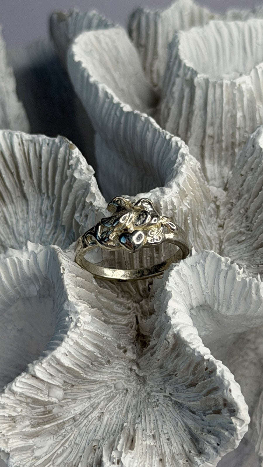 925 Sterling Silver Birds Heart Ring Size 6.5