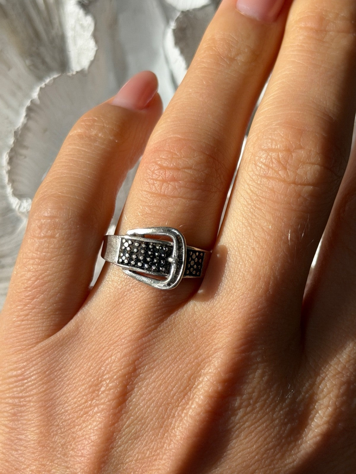 925 Sterling Silver Belt Spinel Ring Size 7