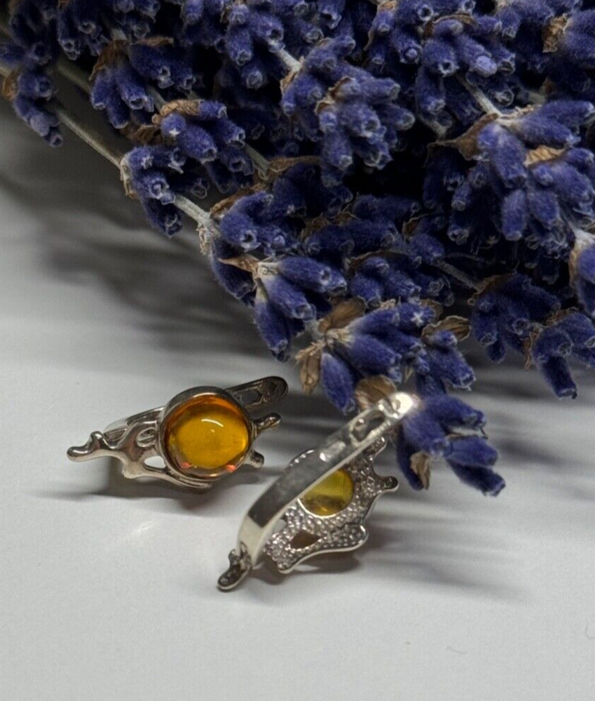 925 Sterling Silver Amber Earrings