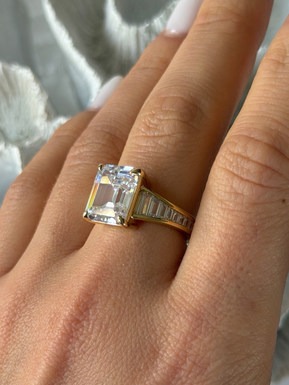 925 Sterling Silver Gold Plated Cz Ring Size 8