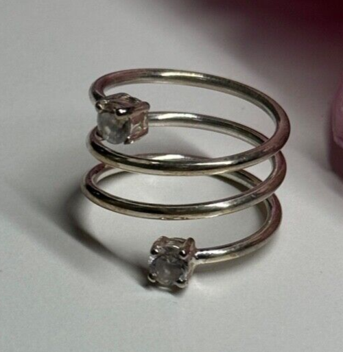925 Sterling Silver White Spinel Ring Size 6