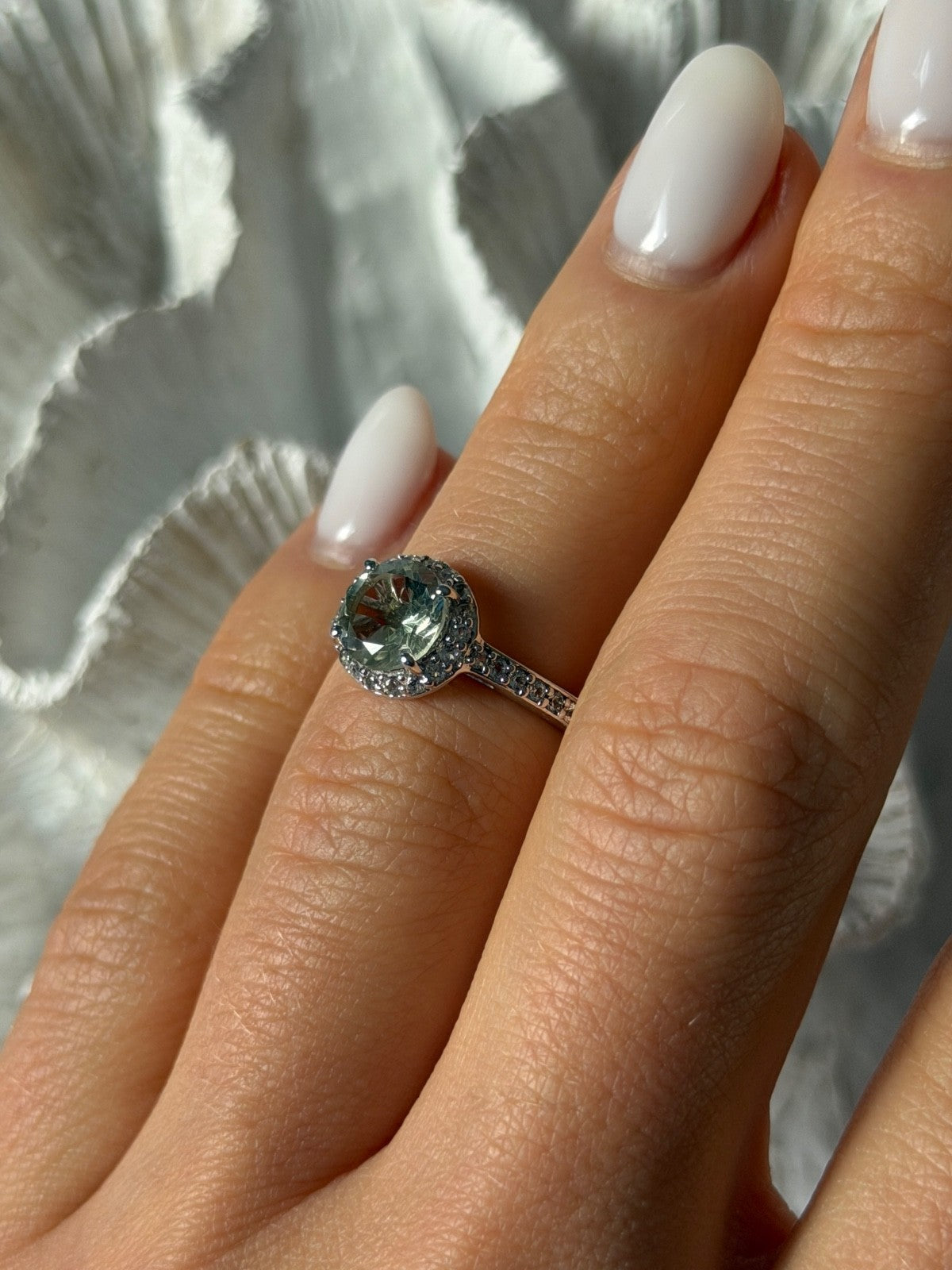 925 Sterling Silver Prasiolite Green Amethyst & Quartz Ring Size 5