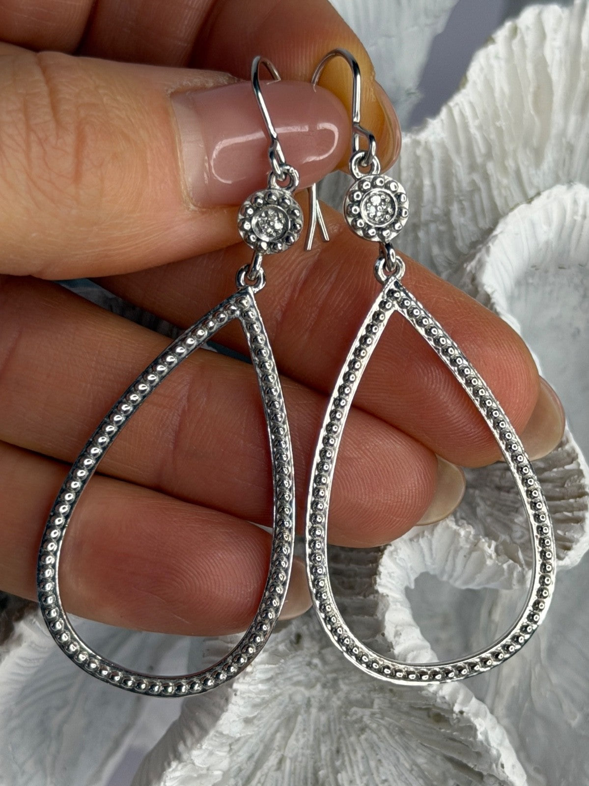 925 Sterling Silver Teardrop CZ Earrings