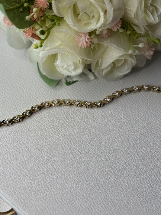 925 Sterling Silver Gold Plated CZ Bracelet Length 7.5 Inch