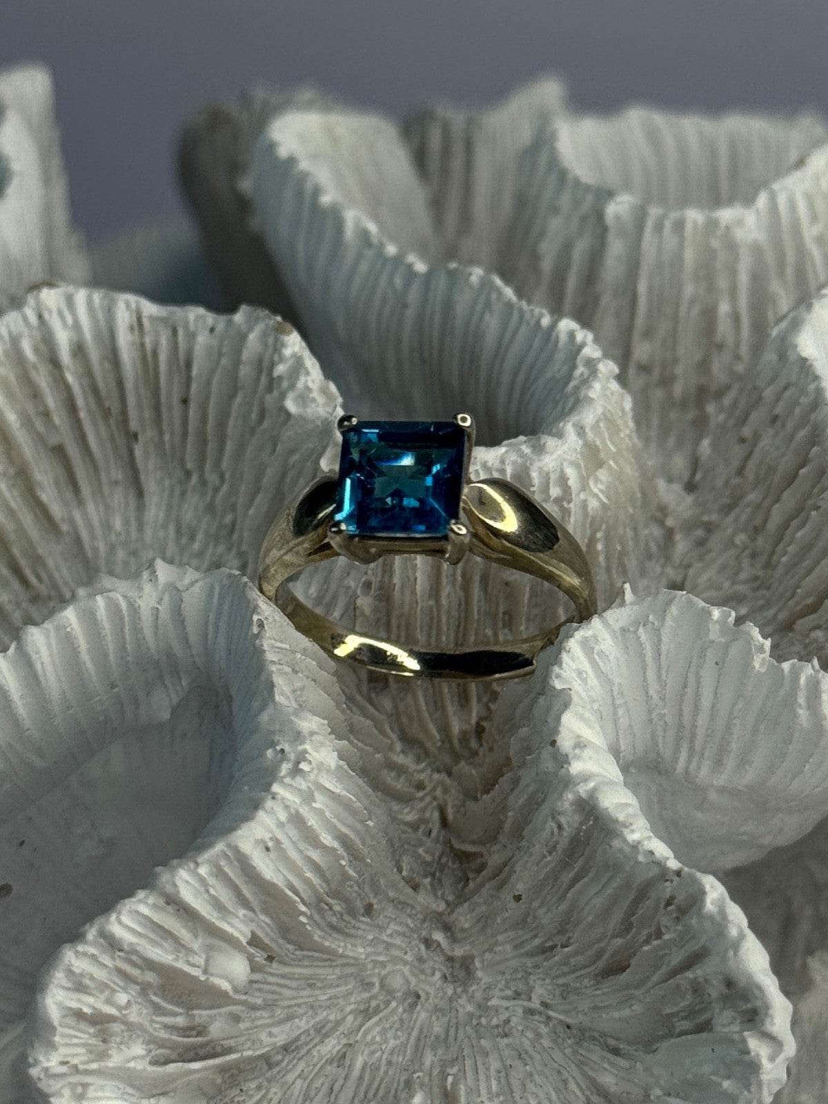 925 Sterling Silver Blue Topaz Ring Size 8