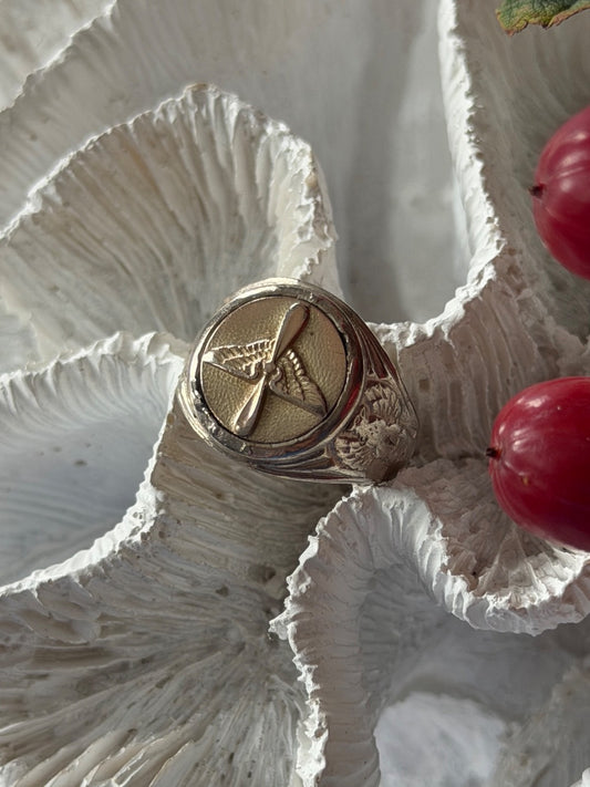 Vintage Emblem of the U.S. Army Air Corps 925 Sterling Silver Ring Size 8.5