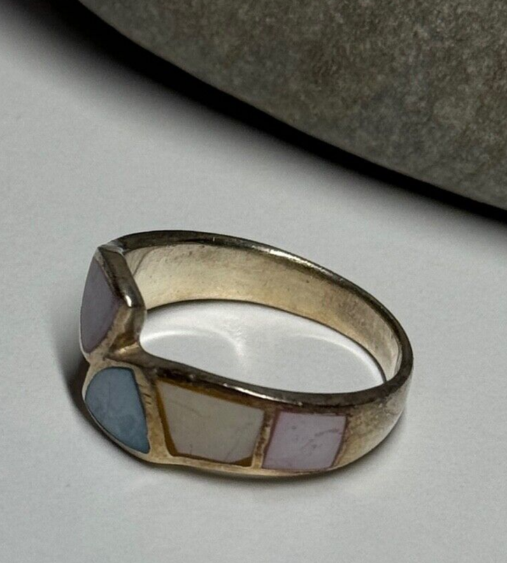 925 Sterling Silver Abalone Ring Size 7