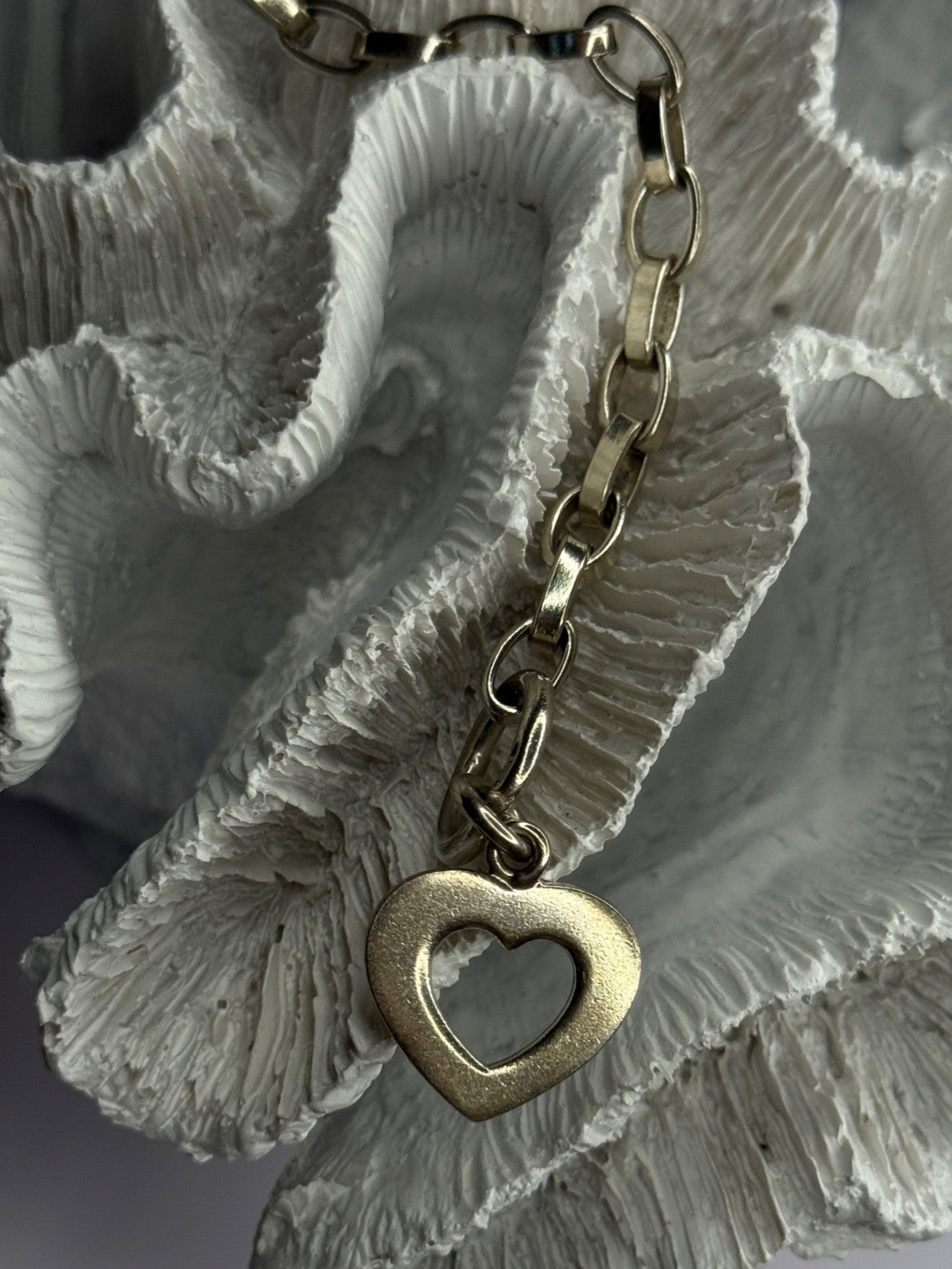 925 Sterling Silver Heart Charm Bracelet Length 7.5
