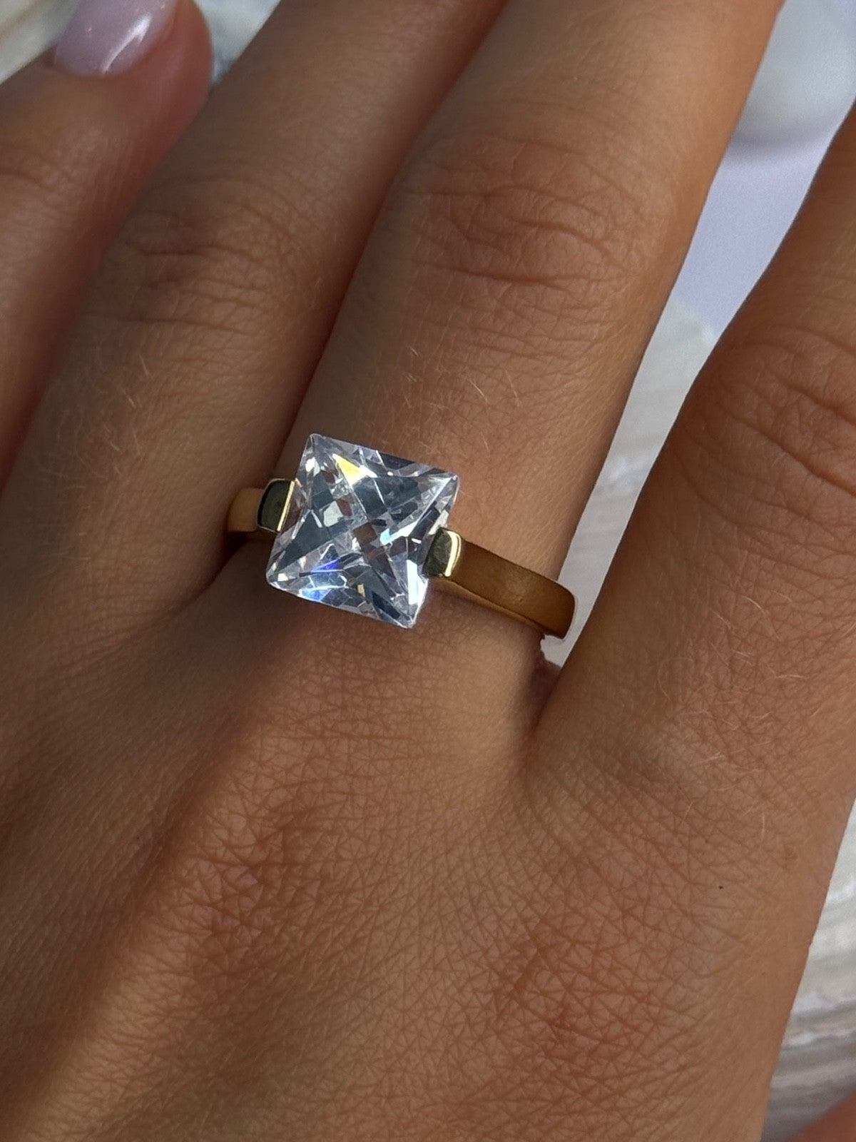 Classy Design 925 Sterling Silver Gold Plated Cz Ring Size 10