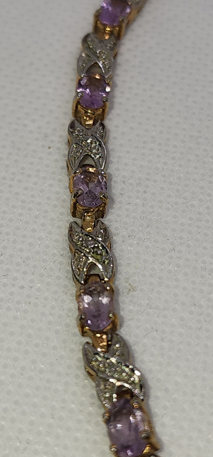 925 Sterling Silver Vermeil Morganite AND Diamonds Bracelet Size 7.25 IN