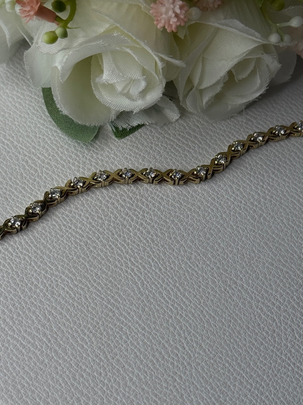 925 Sterling Silver Gold Plated CZ Bracelet Length 7.5 Inch