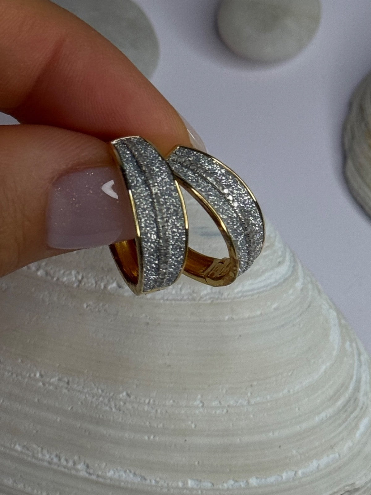 925 Sterling Silver Gold Plated CZ Earrings Length 0.8 Inch