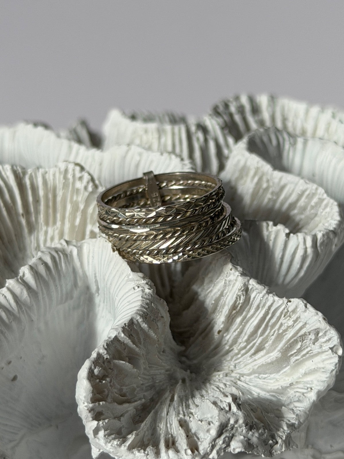 925 Sterling Silver Seven Rings Size 8.5