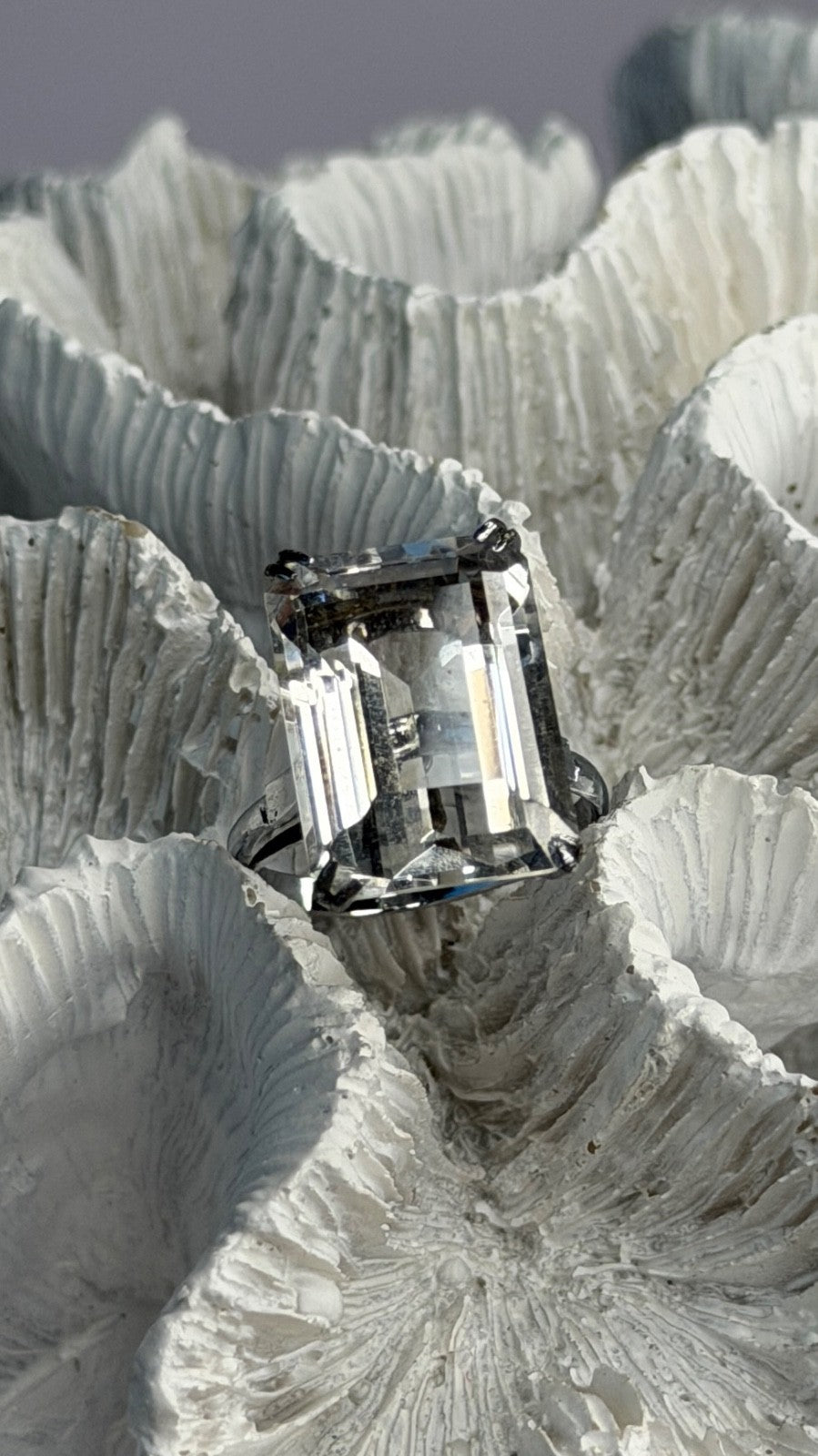 925 Sterling Silver White Tourmaline Ring  (Adjustable)