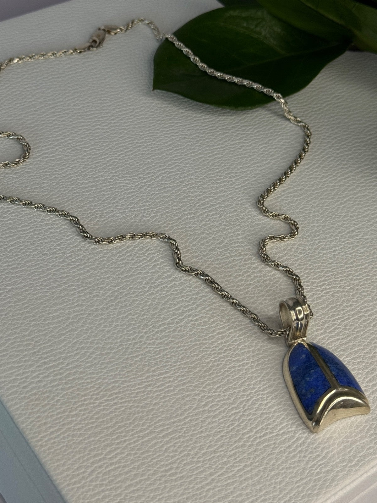 Vintage 925 Sterling Silver Sodalite Necklace Length 20 Inch