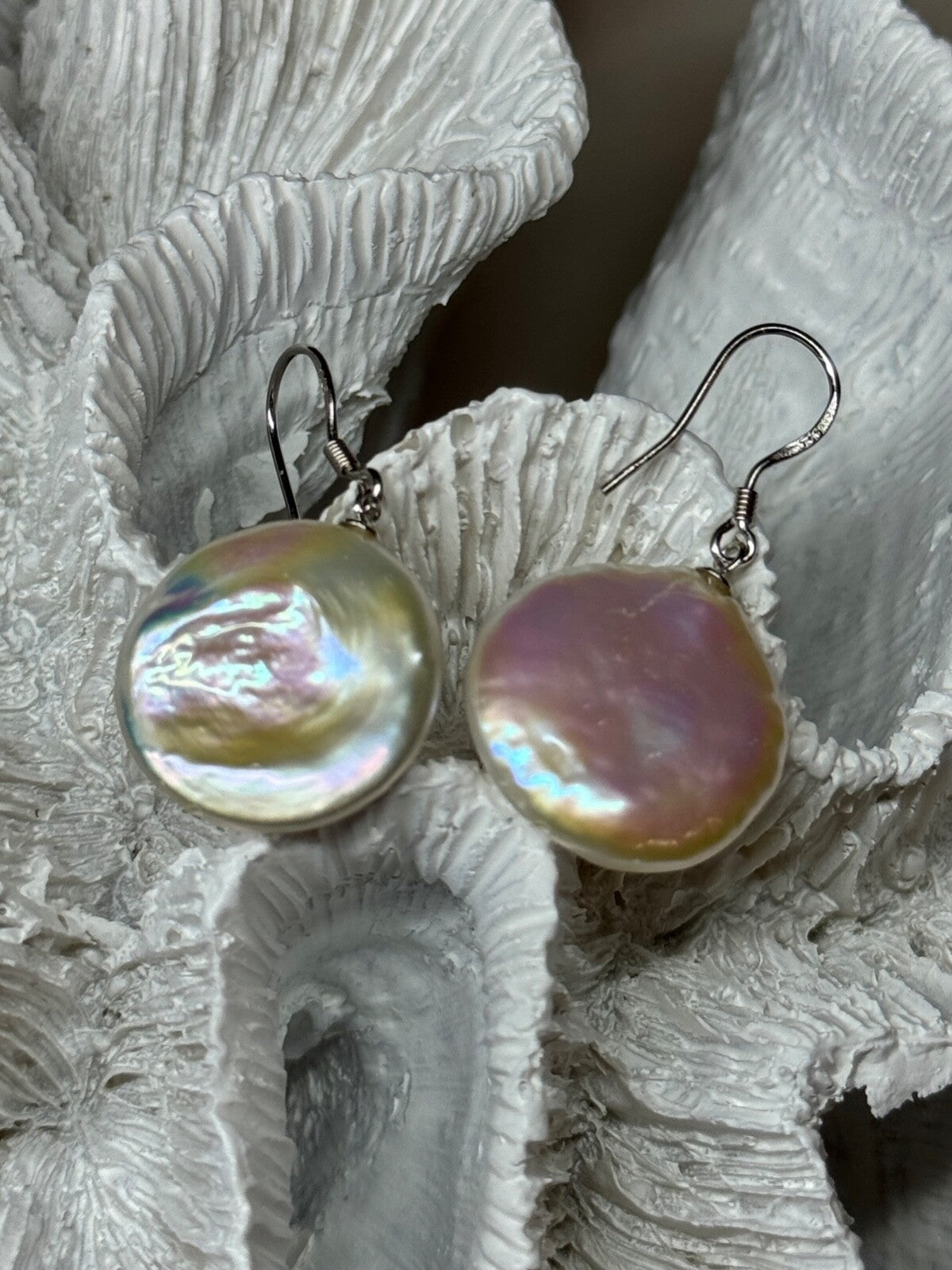 925 Sterling Silver Fresh Water Pearl Earrings Length 1.8 Inch