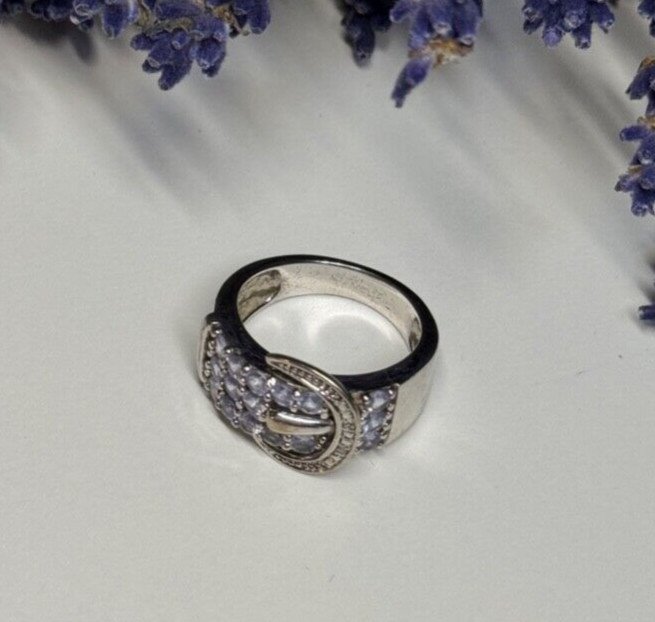 925 Sterling Silver Tanzanite & Beryl Ring Size 6