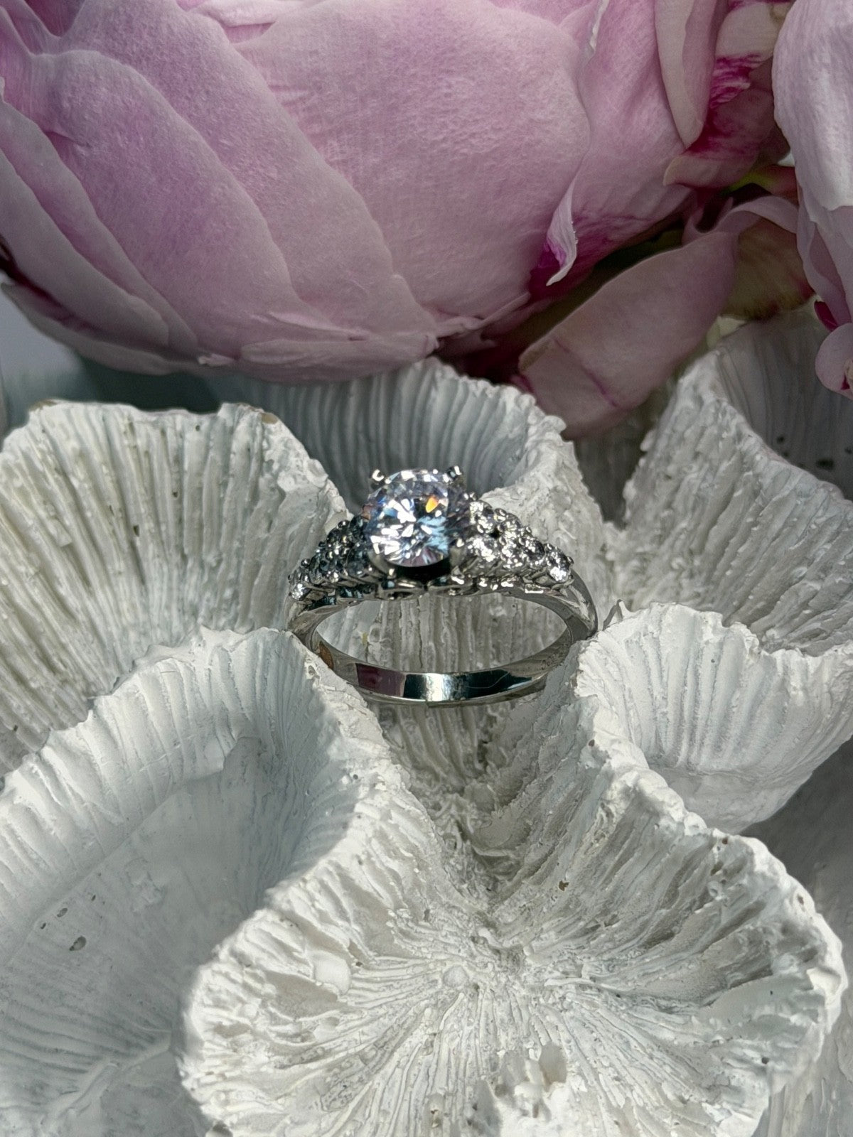 GOC 925 Sterling Silver tcw 1.80 Cz Ring Size 7