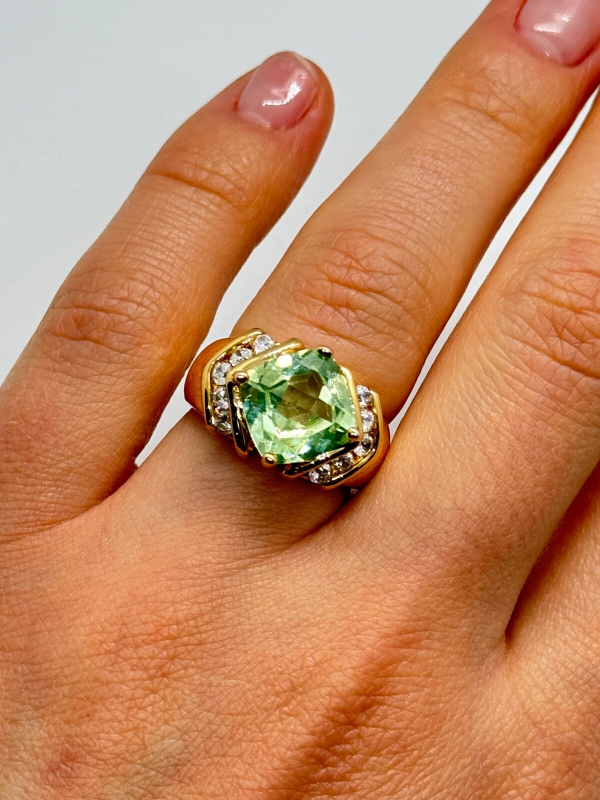 925 Sterling Silver Gold Plated CZ Ring Size 6