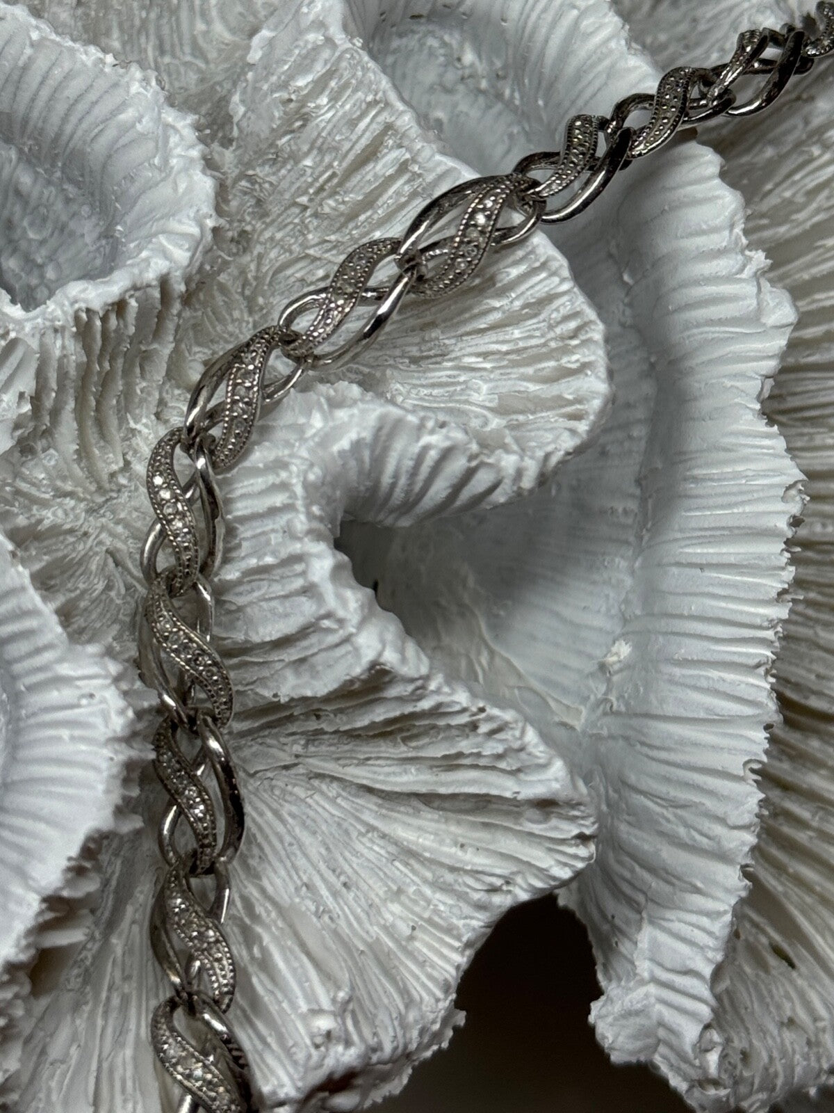 925 Sterling Silver Bracelet Diamonds Length 7.5