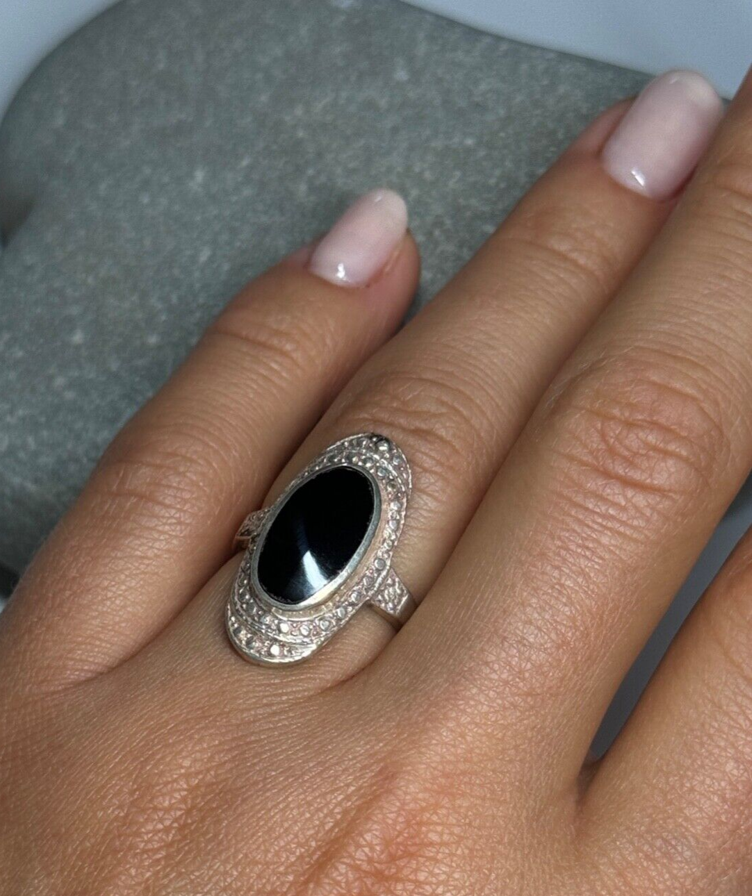 925 Sterling Silver Onyx Ring Size 5.5