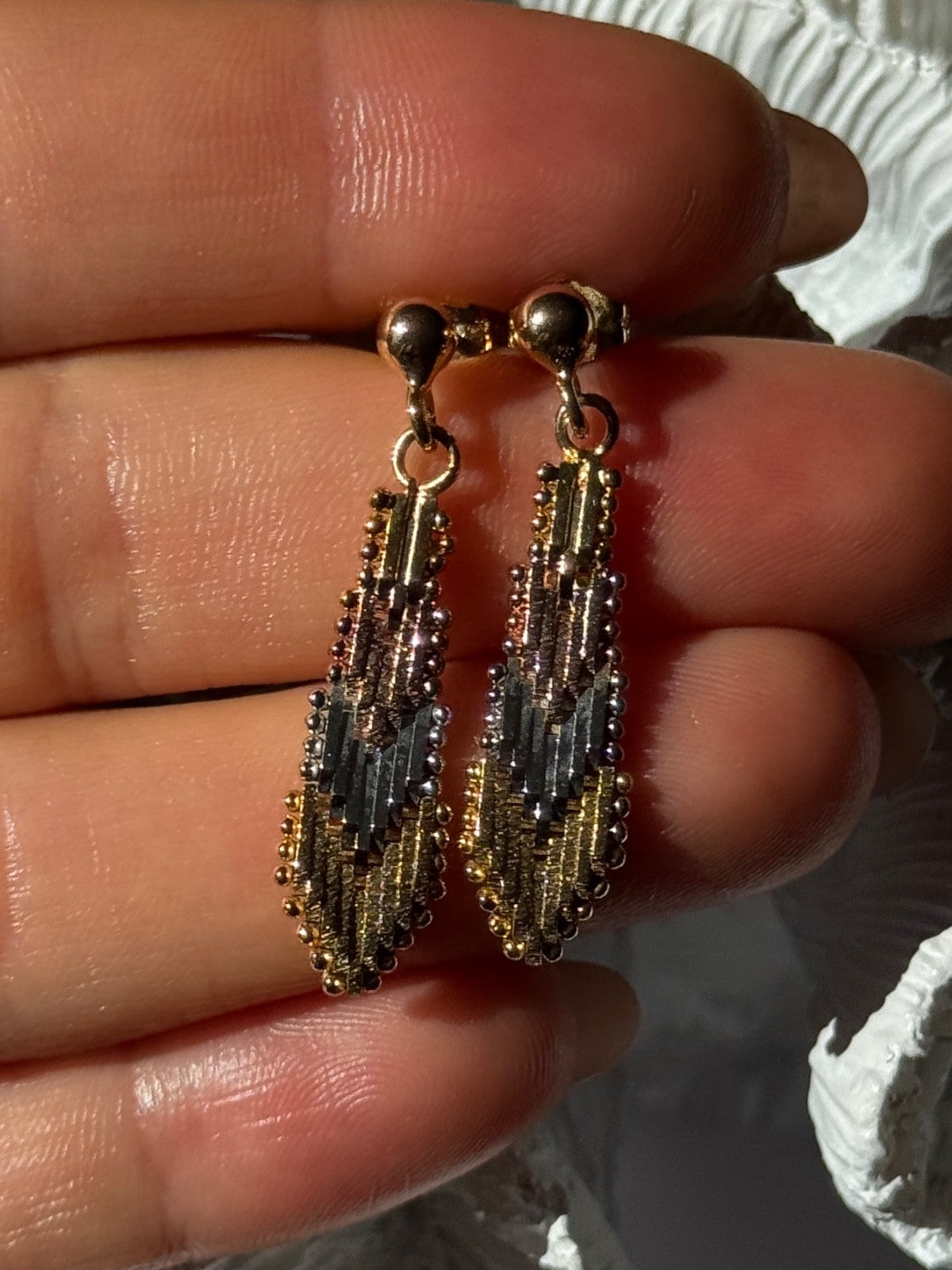 925 Sterling Silver 3 Colors Gold Plated Italy Earrings