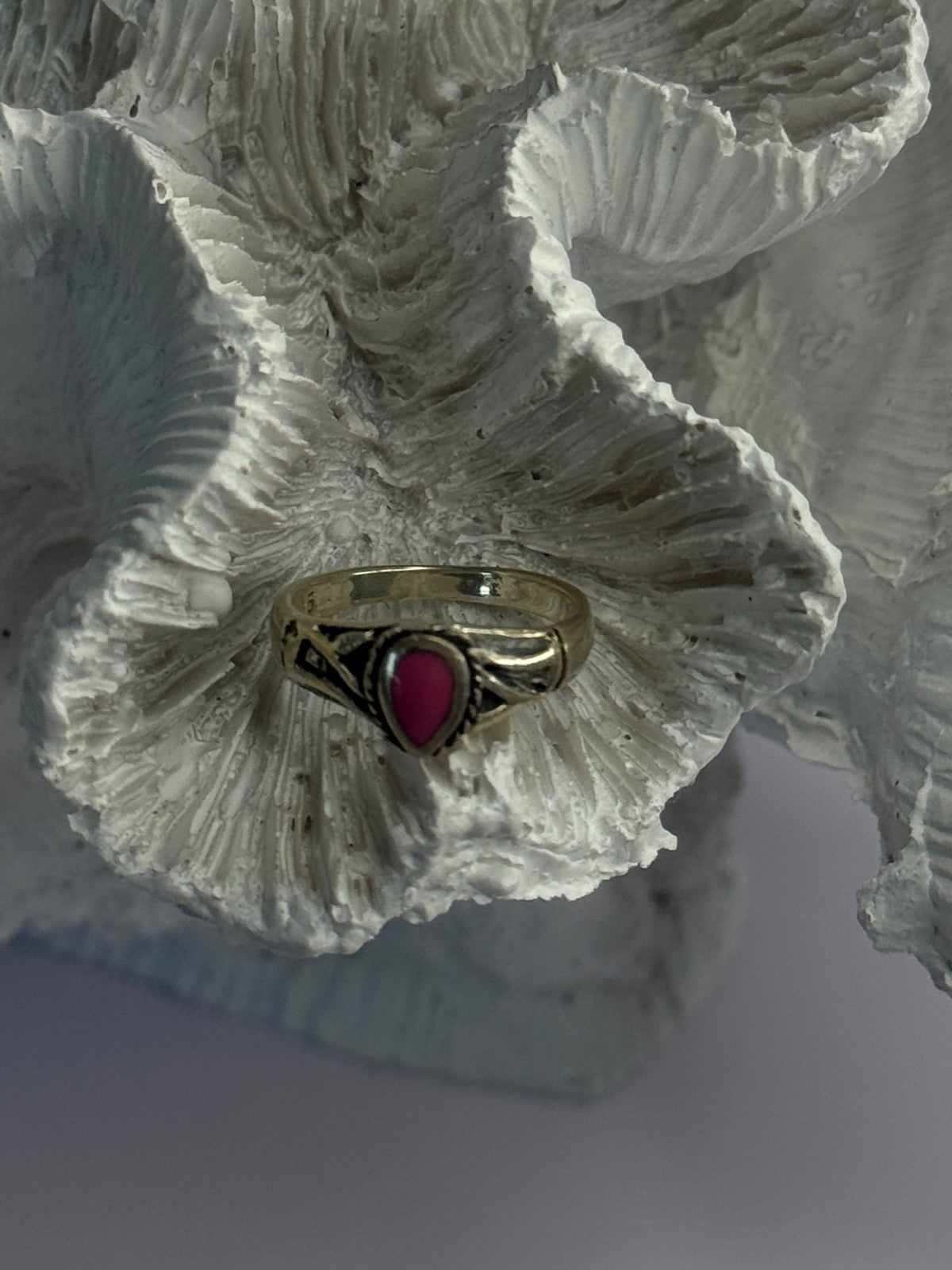 925 Sterling Silver Pink Turquoise Ring Size 3