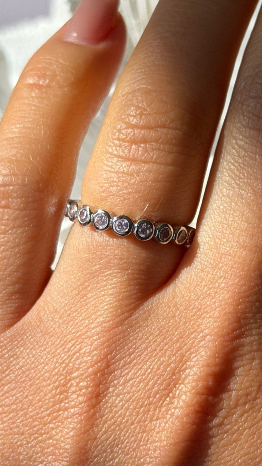 925 Sterling Silver Pink Spinel Ring Size 6