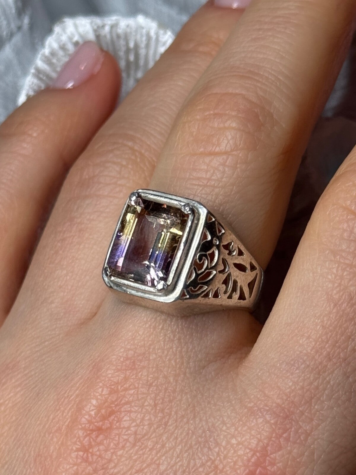 925 Sterling Silver Spinel Men's Ring Size 8
