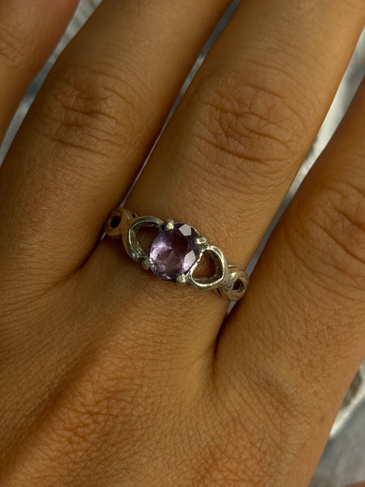 925 Sterling Silver Amethyst Ring Size 9.5