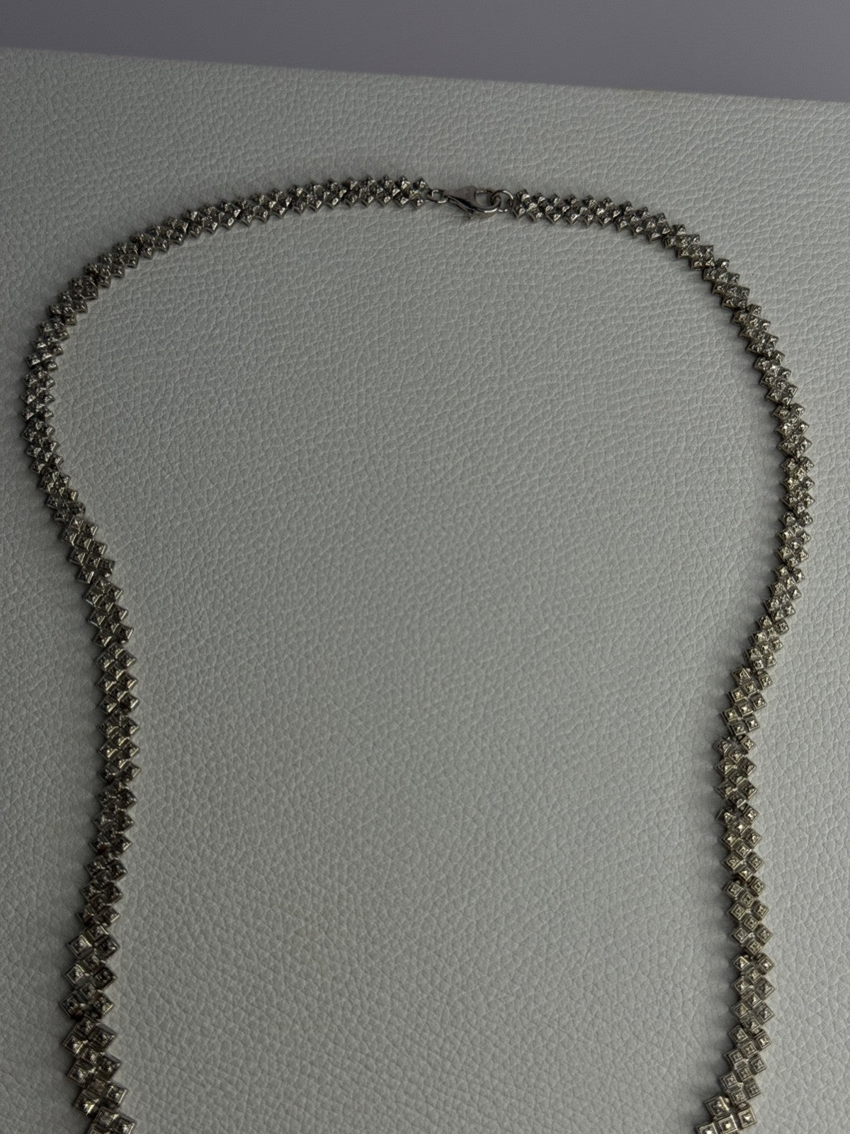 Beautiful Elegant 925 Sterling Silver Diamond Necklace Length 18 Inch
