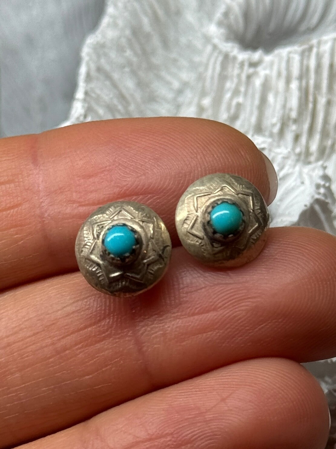 925 Sterling Silver Turquoise Earrings Length 0.4 Inch